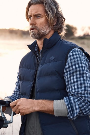 JP1880 Quilted Gilet Stand-up Collar Navy - Jakne - Moške bunde za Močnejše Postave