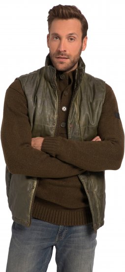 JP1880 Quilted Gilet Vintage Leather Green - Jakne - Moške bunde za Močnejše Postave