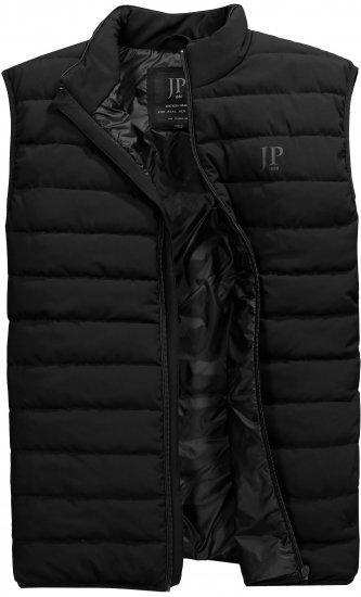 JP1880 Quilted Gilet Stand-Up Collar Black - Jakne - Moške bunde za Močnejše Postave