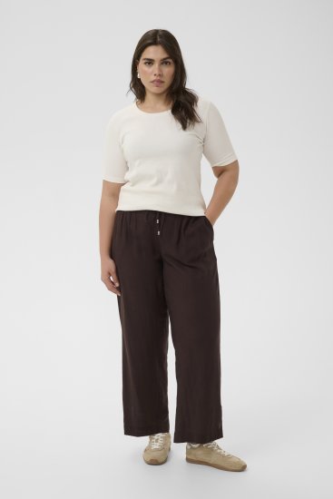 Kaffe Curve Mille Wide Pants Coffee Brown - Látkové nohavice - 