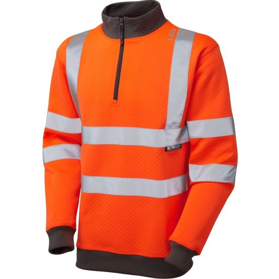Leo Brynsworthy Ecoviz 1/4 Zip Sweatshirt Hi-Vis Orange - Delovne obleke - Delovne Obleke Močnejše postave