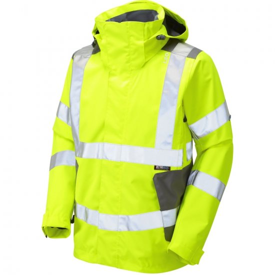 Leo Exmoor Ecoviz 10K Performance+ Breathable Jacket Hi-Vis Yellow - Delovne obleke - Delovne Obleke Močnejše postave