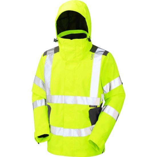 Leo Exmoor Ecoviz 10K Performance+ Breathable Jacket Hi-Vis Yellow - Delovne obleke - Delovne Obleke Močnejše postave