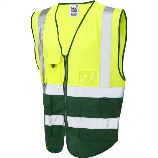 Leo Lynton Ecoviz Superior Waistcoat Hi-Vis Yellow/Green - Delovne obleke - Delovne Obleke Močnejše postave