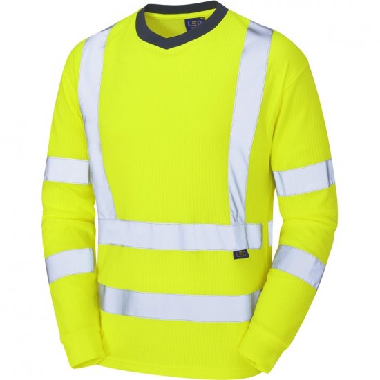 Leo Riverton Ecoviz Comfort Sleeved T-Shirt Hi-Vis Yellow - Delovne obleke - Delovne Obleke Močnejše postave