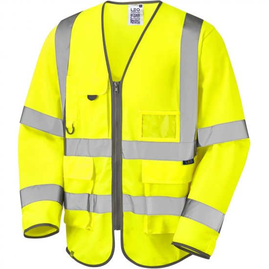 Leo Wrafton Ecoviz Superior Sleeved Waistcoat Hi-Vis Yellow - Delovne obleke - Delovne Obleke Močnejše postave