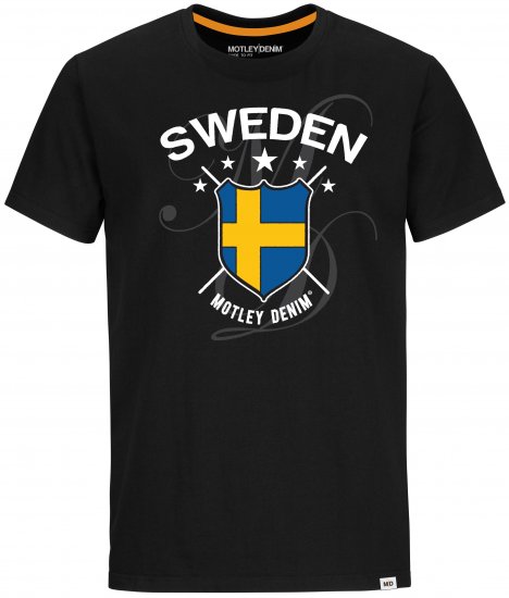 Motley Denim Sweden T-shirt Black - Kratke Majice - Moške kratke majice za močnejše postave