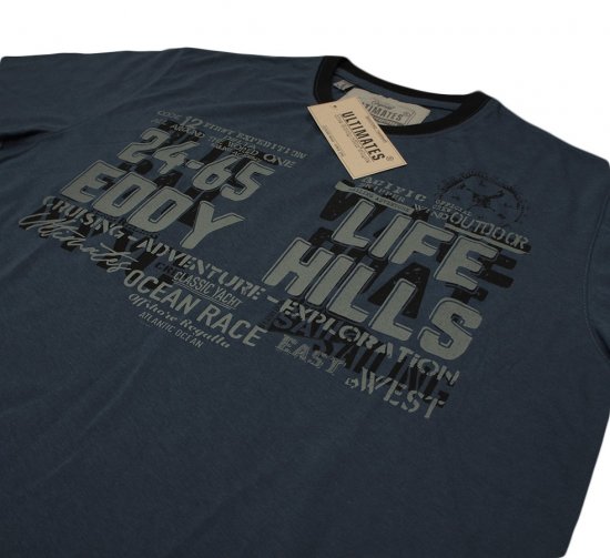 EDDY HILLS Life T-shirt Navy - Kratke Majice - Moške kratke majice za močnejše postave