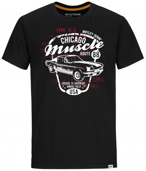 Motley Denim Newport T-shirt Black - Kratke Majice - Moške kratke majice za močnejše postave