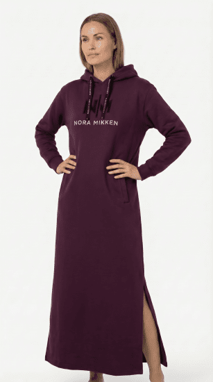 Nora Mikken MARI Maxi Hoodie Dress Mauve Wine - OBLAČILA ZA ŽENSKE XS-XXL - 