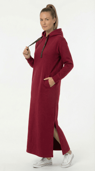 Nora Mikken MARTINA Maxi Hoodie Dress Burgundy - OBLAČILA ZA ŽENSKE XS-XXL - 