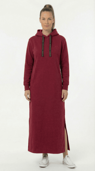 Nora Mikken MARTINA Maxi Hoodie Dress Burgundy - OBLAČILA ZA ŽENSKE XS-XXL - 