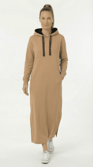 Nora Mikken MARTINA Maxi Hoodie Dress Camel - OBLAČILA ZA ŽENSKE XS-XXL - 
