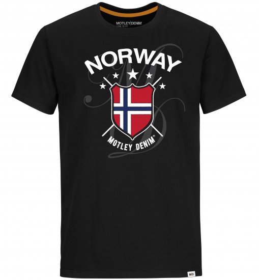 Motley Denim Norway T-shirt Black - Kratke Majice - Moške kratke majice za močnejše postave