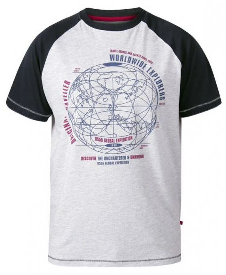 D555 Obama Worldwide Explorers T-Shirt Off White Marl - Kratke Majice - Moške kratke majice za močnejše postave