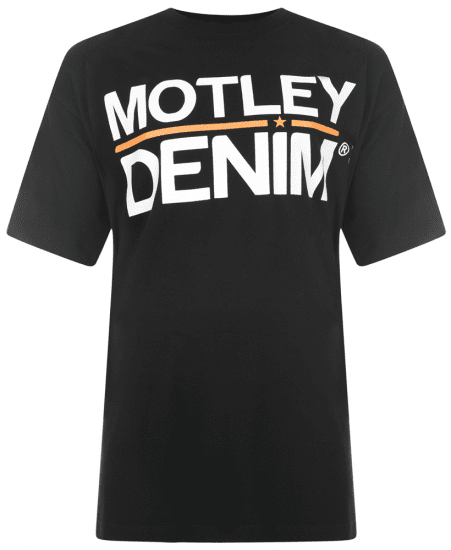 Motley Denim Logo T-shirt Black - Kratke Majice - Moške kratke majice za močnejše postave