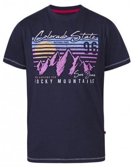 D555 Orkney Rocky Mountains Crew Neck T-Shirt Navy - Kratke Majice - Moške kratke majice za močnejše postave