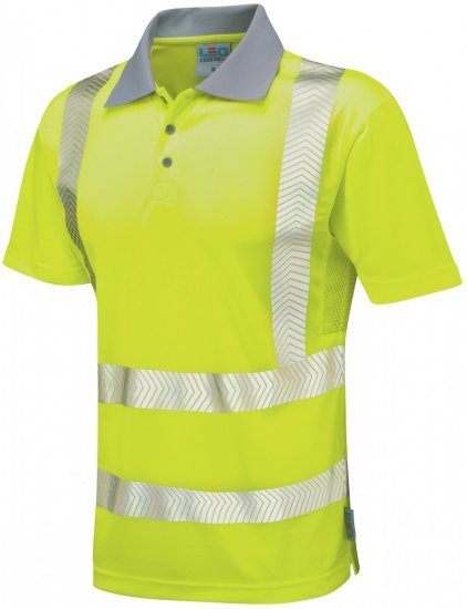 Leo Woolacombe Coolviz Plus Polo Hi-Vis Yellow - Delovne obleke - Delovne Obleke Močnejše postave