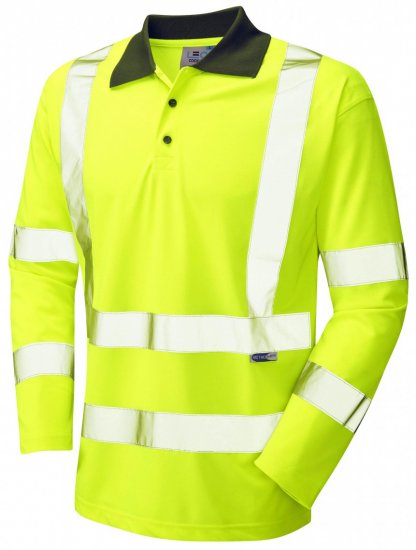 Leo Woolsery Coolviz L/S Polo Shirt Hi-Vis Yellow - Delovne obleke - Delovne Obleke Močnejše postave