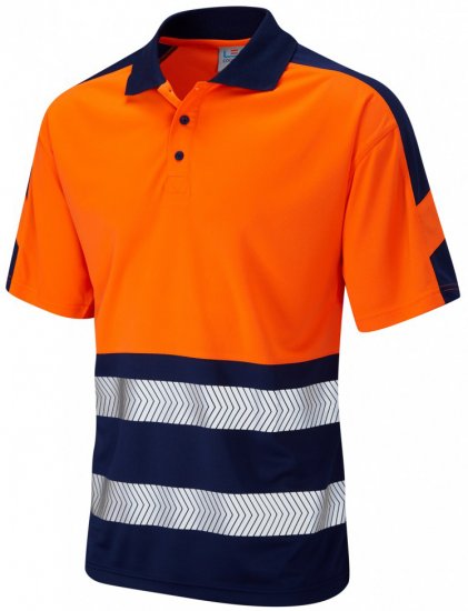 Leo Watersmeet Coolviz Plus Polo Hi-Vis Orange/Navy - Delovne obleke - Delovne Obleke Močnejše postave