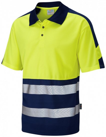 Leo Watersmeet Coolviz Plus Polo Hi-Vis Yellow/Navy - Delovne obleke - Delovne Obleke Močnejše postave