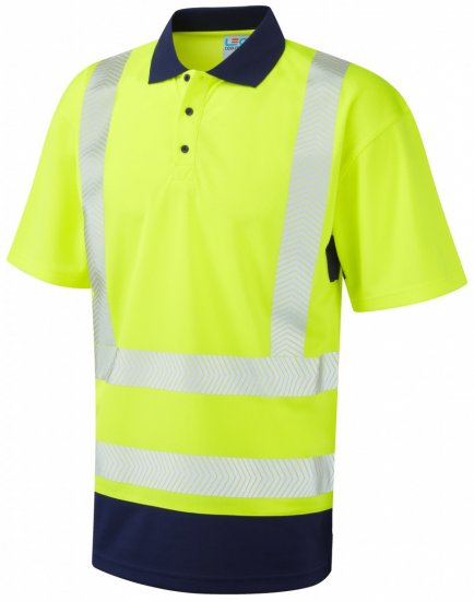 Leo Mortehoe Coolviz Plus Polo Hi-Vis Yellow/Navy - Delovne obleke - Delovne Obleke Močnejše postave