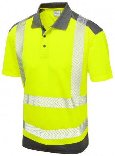 Leo Peppercombe Coolviz Plus Polo Hi-Vis Yellow/Grey - Delovne obleke - Delovne Obleke Močnejše postave