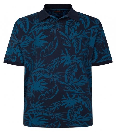 Espionage P222 Polo majica z listnim potiskom mornarska/teal - Polo majice - Moške Polo Majice za Močnejše Postave