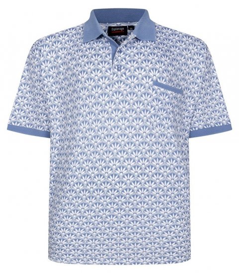 Espionage P231 Polo majica z geometrijskim potiskom modra/bela - Polo majice - Moške Polo Majice za Močnejše Postave