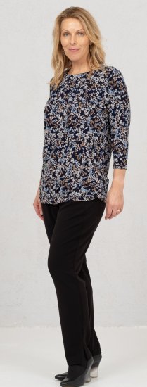 Scandinavian Caramel Tiny Flower Petals Blouse Light Blue - Natisnjene majice za ženske - 
