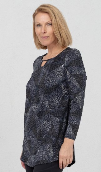 Scandinavian Caramel Triangles Tunic Dark Blue - Natisnjene majice za ženske - 