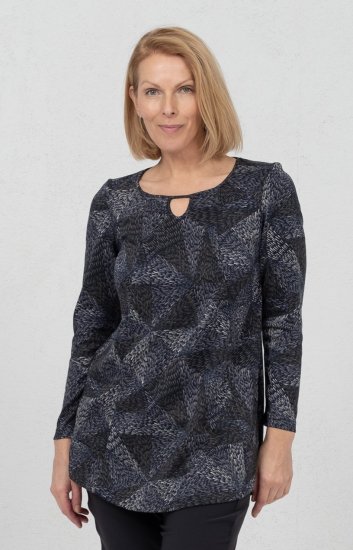 Scandinavian Caramel Triangles Tunic Dark Blue - Natisnjene majice za ženske - 