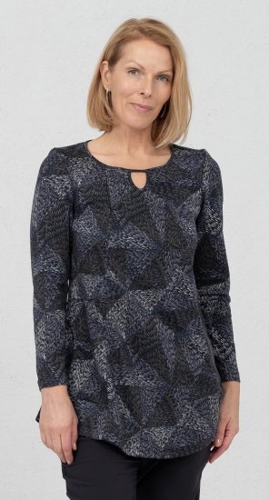 Scandinavian Caramel Triangles Tunic Dark Blue - Natisnjene majice za ženske - 
