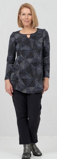 Scandinavian Caramel Triangles Tunic Dark Blue - Natisnjene majice za ženske - 