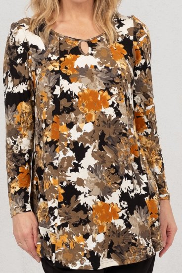 Scandinavian Caramel Flower Petals Tunic Orange and Brown - Natisnjene majice za ženske - 