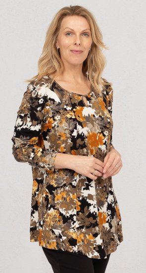 Scandinavian Caramel Flower Petals Tunic Orange and Brown - Natisnjene majice za ženske - 