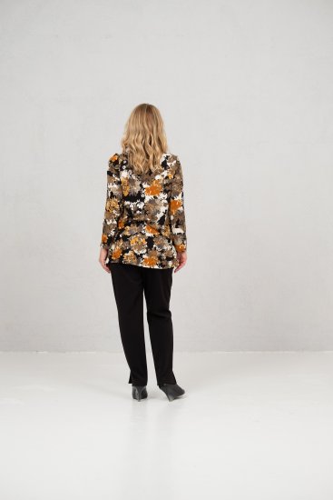 Scandinavian Caramel Flower Petals Tunic Orange and Brown - Natisnjene majice za ženske - 