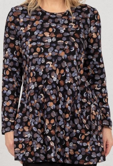 Scandinavian Caramel Flower Petals Tunic Copper and Blue - Natisnjene majice za ženske - 