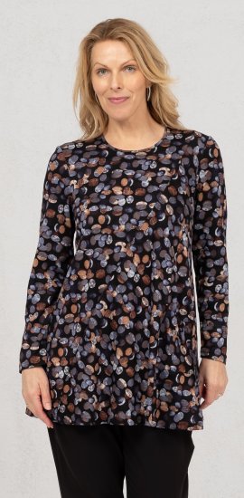 Scandinavian Caramel Flower Petals Tunic Copper and Blue - Natisnjene majice za ženske - 