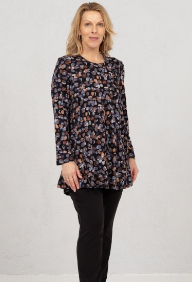 Scandinavian Caramel Flower Petals Tunic Copper and Blue - Natisnjene majice za ženske - 