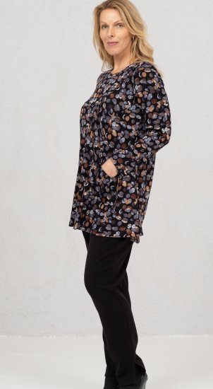 Scandinavian Caramel Flower Petals Tunic Copper and Blue - Natisnjene majice za ženske - 
