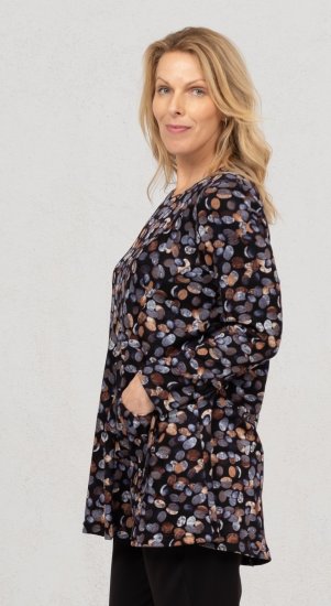Scandinavian Caramel Flower Petals Tunic Copper and Blue - Natisnjene majice za ženske - 