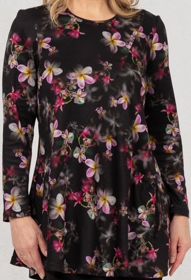 Scandinavian Caramel Flowers Tunic Red and Pink - Natisnjene majice za ženske - 