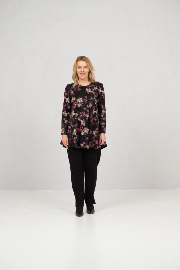 Scandinavian Caramel Flowers Tunic Red and Pink - Natisnjene majice za ženske - 