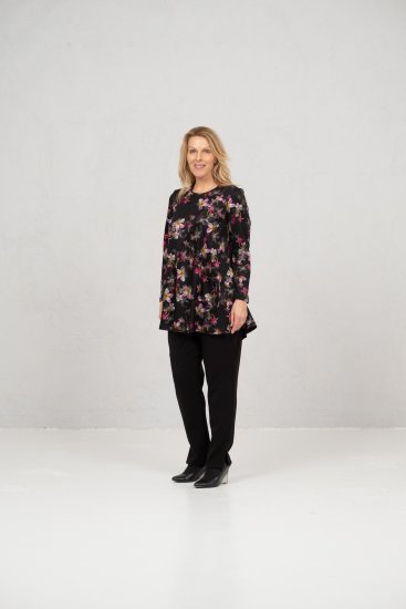 Scandinavian Caramel Flowers Tunic Red and Pink - Natisnjene majice za ženske - 
