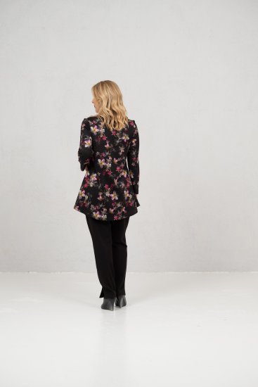 Scandinavian Caramel Flowers Tunic Red and Pink - Natisnjene majice za ženske - 