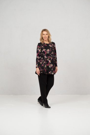 Scandinavian Caramel Flowers Tunic Red and Pink - Natisnjene majice za ženske - 