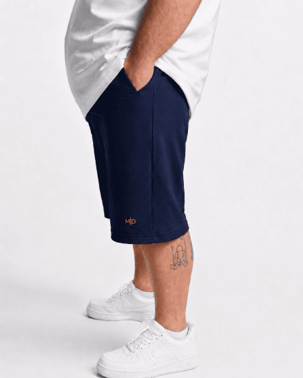 Motley Denim Paris Sweatshorts Navy - Trenirke & kratke trenirke - Moške Trenirke za Močnejše Postave