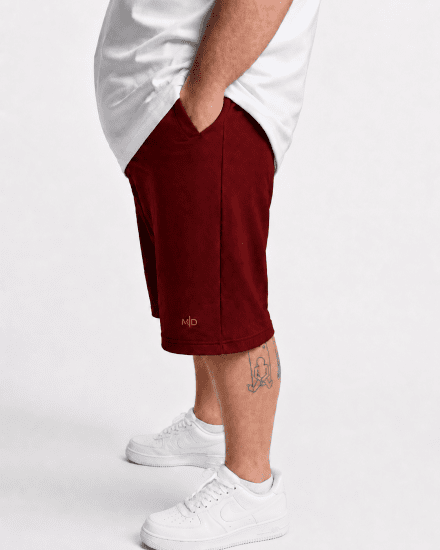 Motley Denim Paris Sweatshorts Red - Trenirke & kratke trenirke - Moške Trenirke za Močnejše Postave