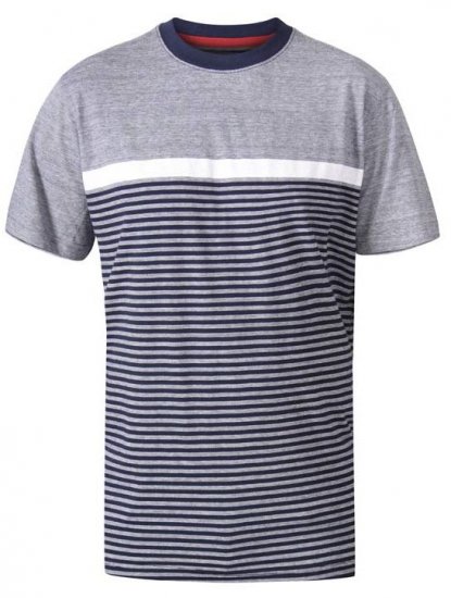D555 Perkins Crew Neck Cut And Sew Jacquard T-Shirt Navy - Kratke Majice - Moške kratke majice za močnejše postave